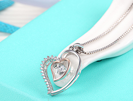 S925 Silver Necklace with Heart-Shaped Pendant