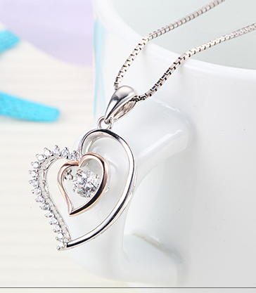 S925 Silver Necklace with Heart-Shaped Pendant