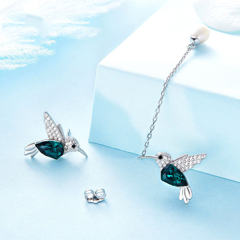 925 Silver Feather Earrings with Swarovski Crystal