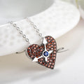 S925 Silver Heart Pendant Necklace with Red Gems