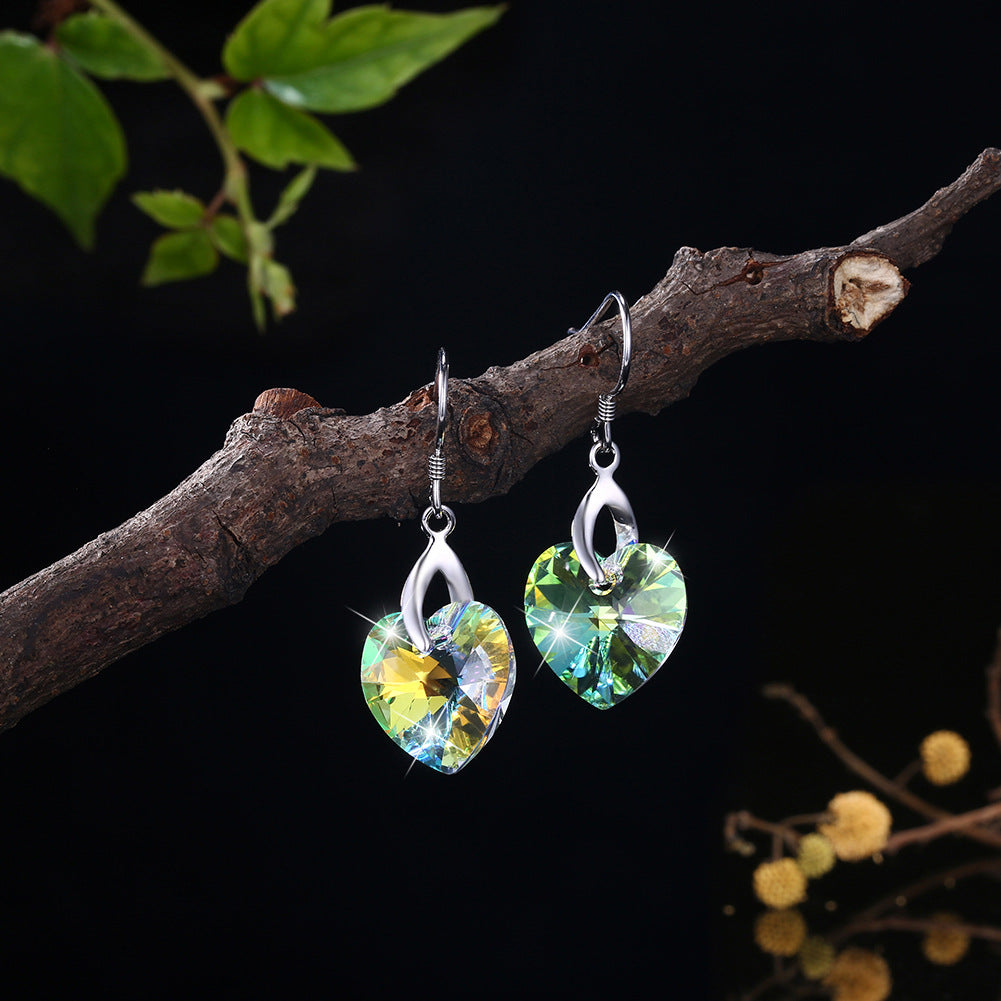 S925 Silver Heart Earrings with Swarovski Crystals