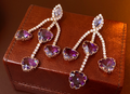Silver Zirconia Earrings with Diamond Crystal Love Drops