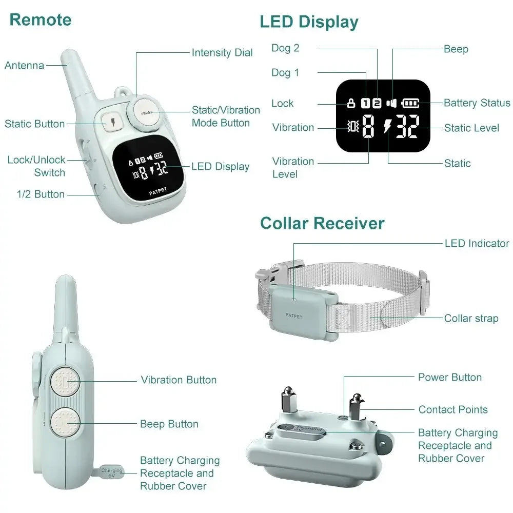 Dog Shock Collar for Small Dogs, IPX7 Waterproof Dog Collar with Remote for Small Medium Large Dogs 5-100 lbs