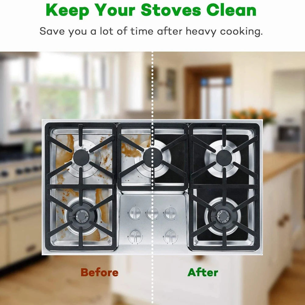 4pcs Stove Burner Cover Reusable Foil Cover Gas Stove Protector Non-Stick Stovetop Burner Sheeting Mat Clean Liner For Kitchen