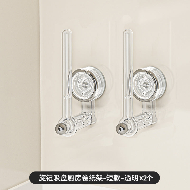 Suction Cup Kitchen Tissue Rack Punch-free Cabinet Paper Hanger Preservative Film Storage Lazy Rag Hanging Rod Roll Paper Rack