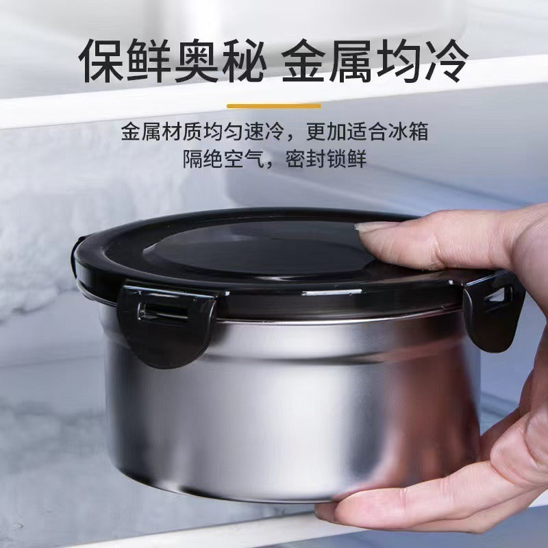 Cross-Border Stainless Steel Crisper Food Storage Box Refrigerator Sealed Box Fruit Lunch Box Lunch Box Korean Three-Piece Set