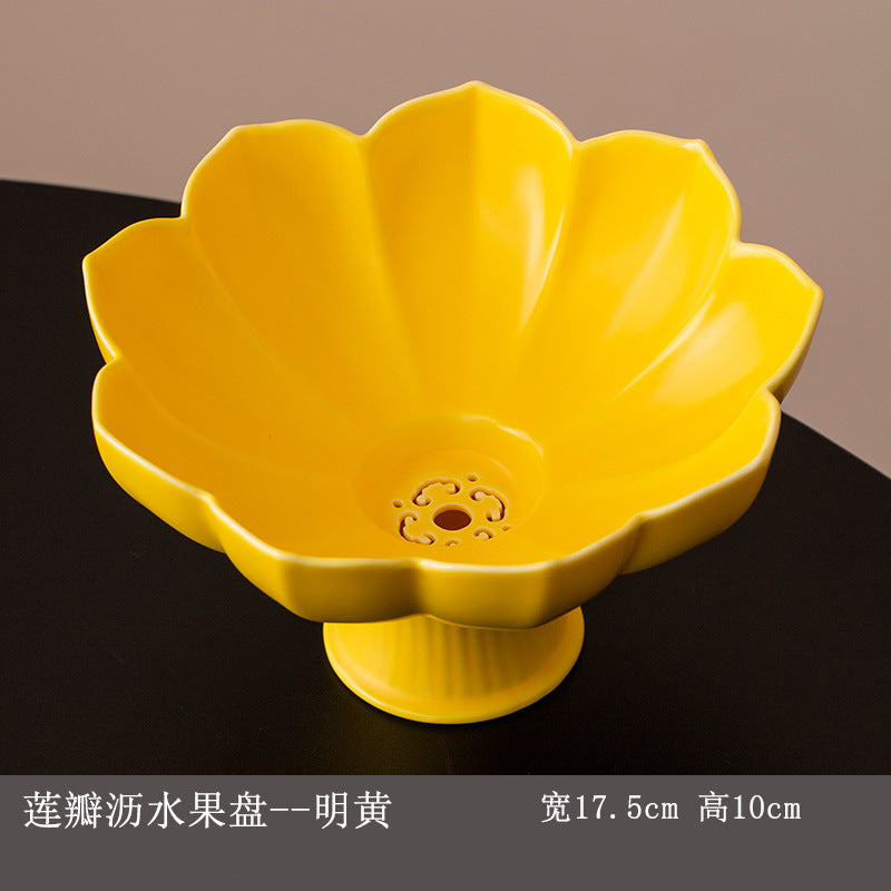Chinese-style Blue and White Porcelain Fruit Plate Living Room Coffee Table Household Ceramic Refreshment Snack Plate High Foot Delicate Dried Fruit Snack Plate