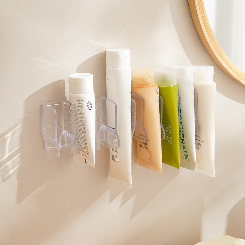 Wall-mounted non-perforated toilet facial cleanser storage rack cosmetics rack mirror cabinet toothpaste drain holder
