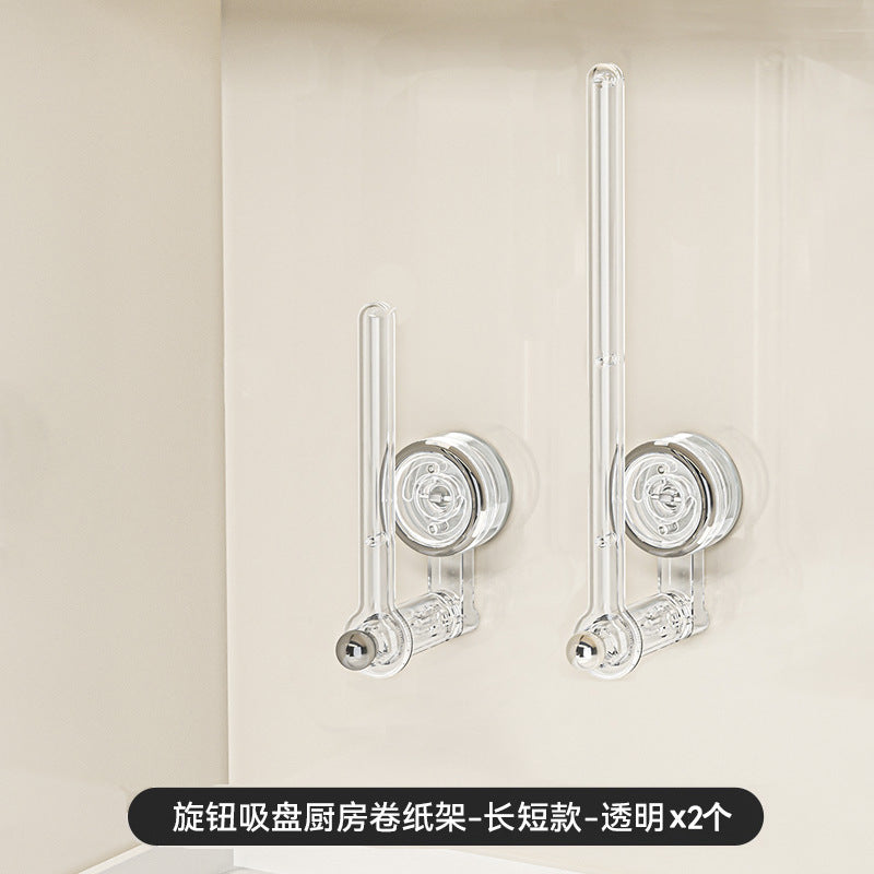 Suction Cup Kitchen Tissue Rack Punch-free Cabinet Paper Hanger Preservative Film Storage Lazy Rag Hanging Rod Roll Paper Rack