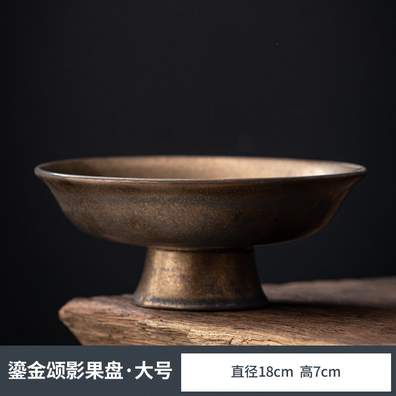 Chinese-style Blue and White Porcelain Fruit Plate Living Room Coffee Table Household Ceramic Refreshment Snack Plate High Foot Delicate Dried Fruit Snack Plate