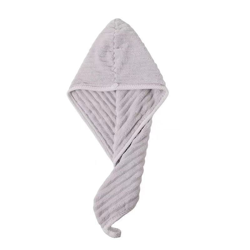 Dry Hair Cap Candy Velvet Thickeneded Water-Absorbent Quick-Drying Shower Cap for Women 2024 New Vertical Striped Turban Cross-Border Labeling Delivery