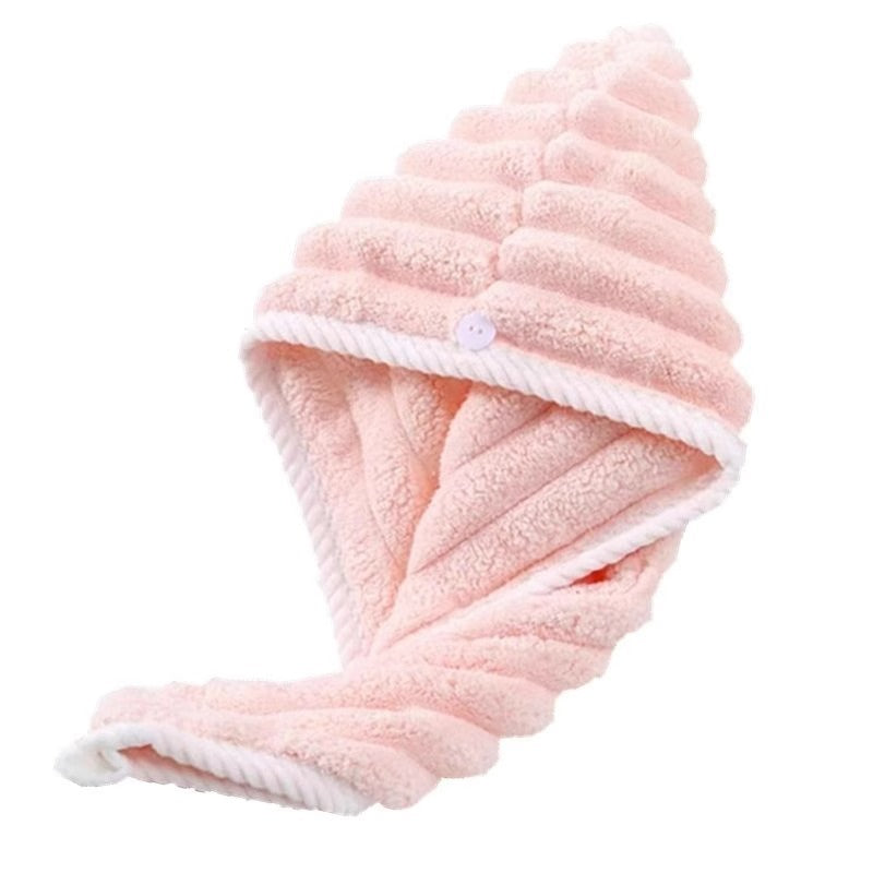 New Style Thickened Wavy Quick-drying Turban Women's Super Absorbent Non-cleaning Dry Hair Towel Super Soft Coral Fleece Dry Hair Cap