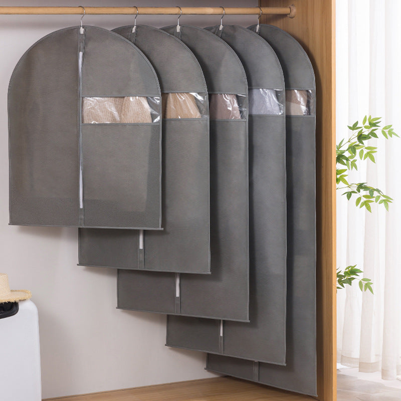 Non-woven Clothes Dust Cover Suit Cover Dust Bag Household Fully-enclosed Storage Cover Hanging Pocket