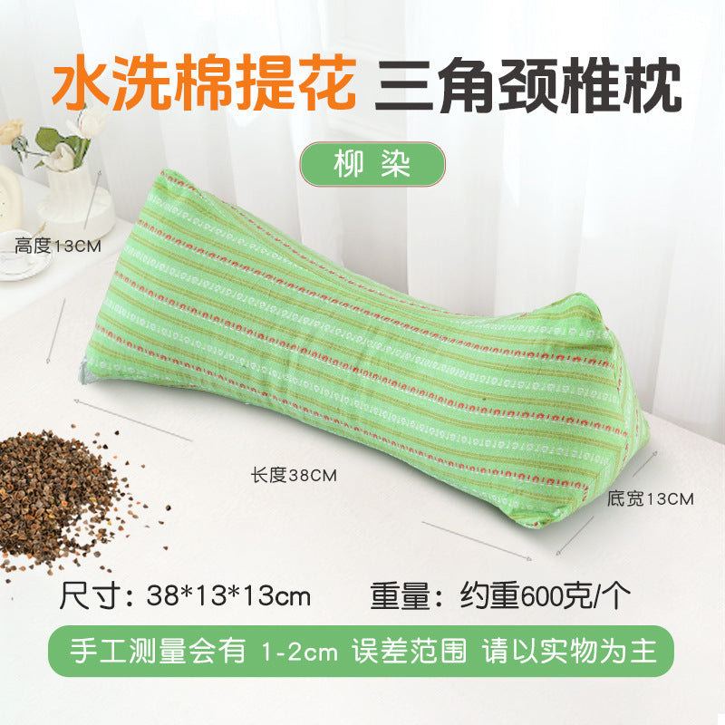 Wholesale Pure Cotton Pure Buckwheat Shell Diamond Cervical Pillow Household Adult Waist Pillow Nap Pillow Wholesale Buckwheat Pillow