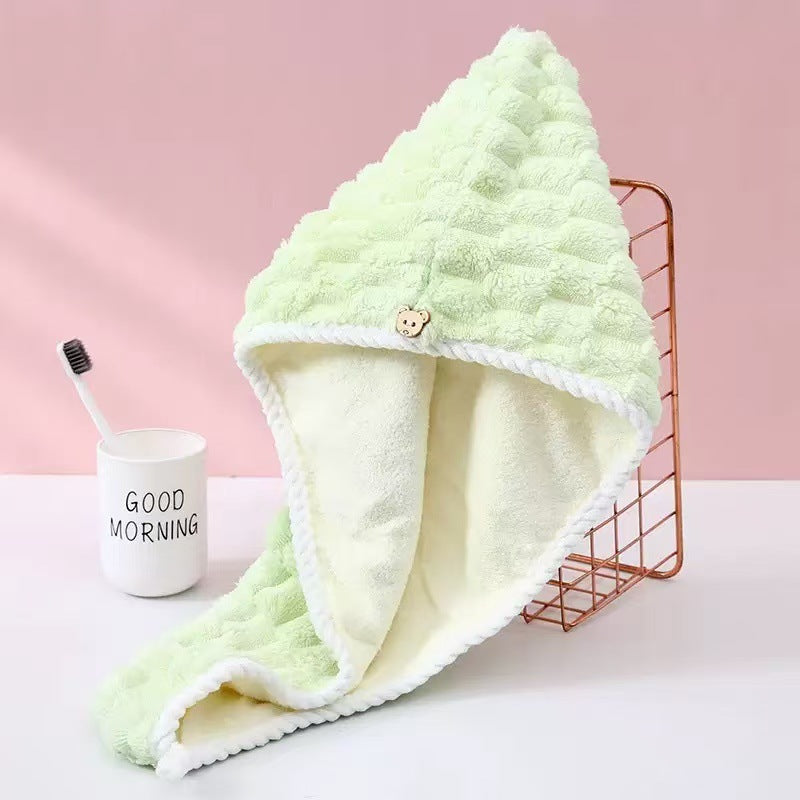New Style Thickened Wavy Quick-drying Turban Women's Super Absorbent Non-cleaning Dry Hair Towel Super Soft Coral Fleece Dry Hair Cap