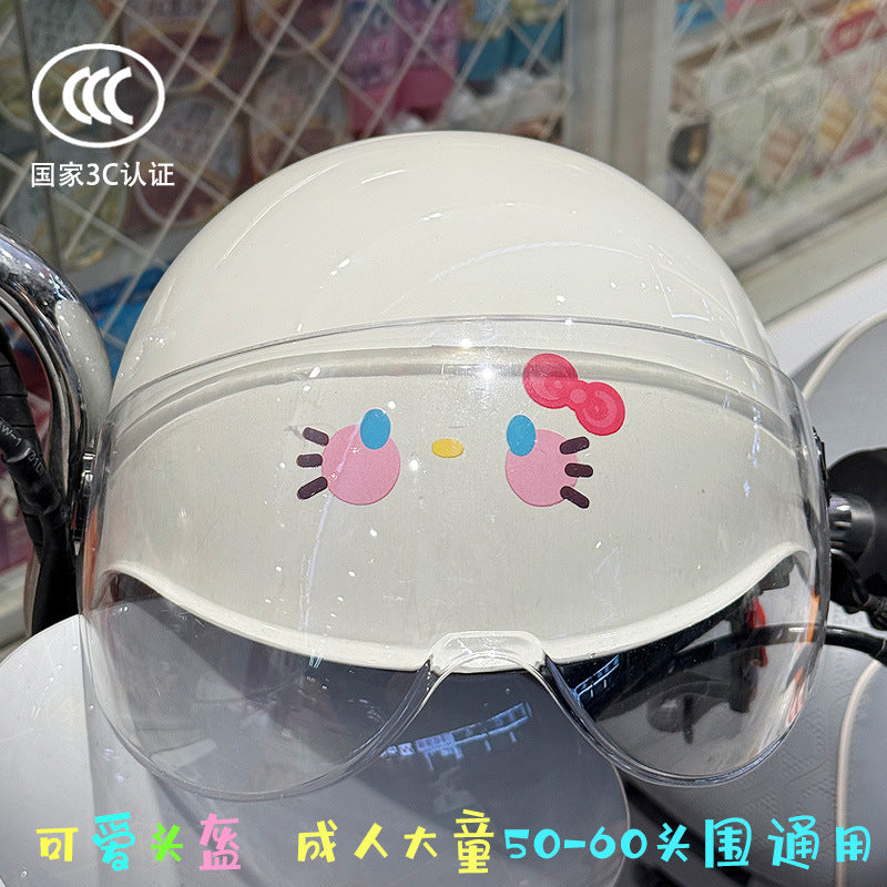 3C Certified Electric Battery Bike Helmet Summer Sun Protection Cute Kt Cat Half Helmet Couple Moped Safety Helmet