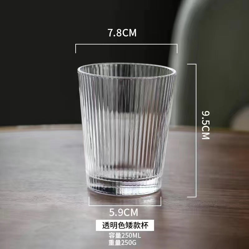 Hotel Hotel Guest Room Glass Mouthwash Cup Restaurant Vertical Pattern Water Cup Beer Cup Commercial Household Tea Cup Thick Glass