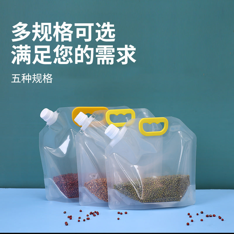 Grain Storage Bag Household Kitchen Transparent Rice Moisture-proof Sealed Packaging Bag Thickened Portable Suction Mouth Bag