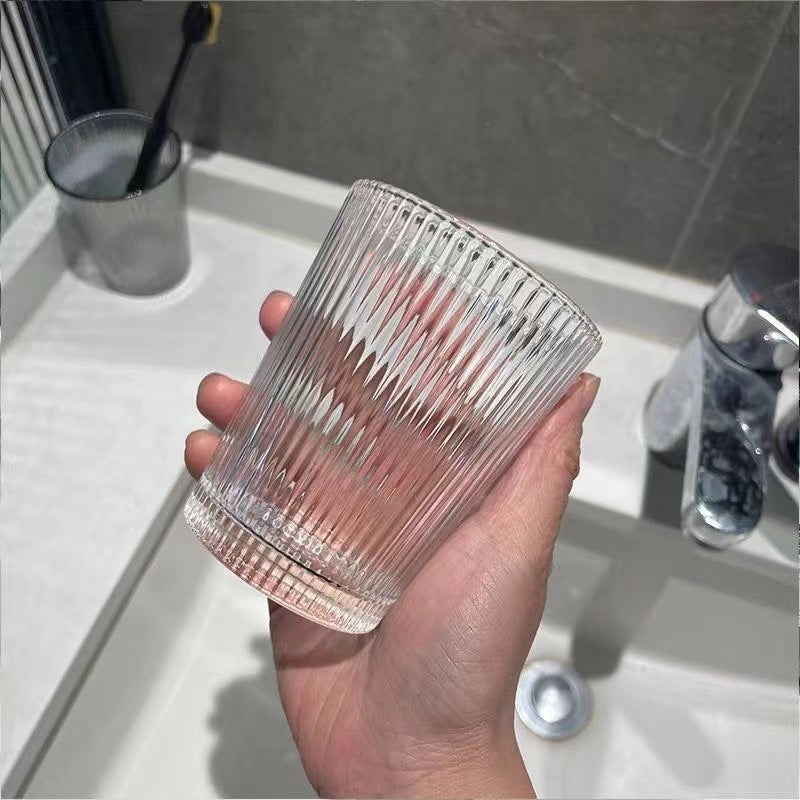 Hotel Hotel Guest Room Glass Mouthwash Cup Restaurant Vertical Pattern Water Cup Beer Cup Commercial Household Tea Cup Thick Glass