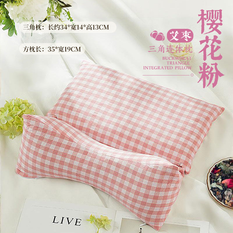 Wholesale Pure Cotton Pure Buckwheat Shell Diamond Cervical Pillow Household Adult Waist Pillow Nap Pillow Wholesale Buckwheat Pillow