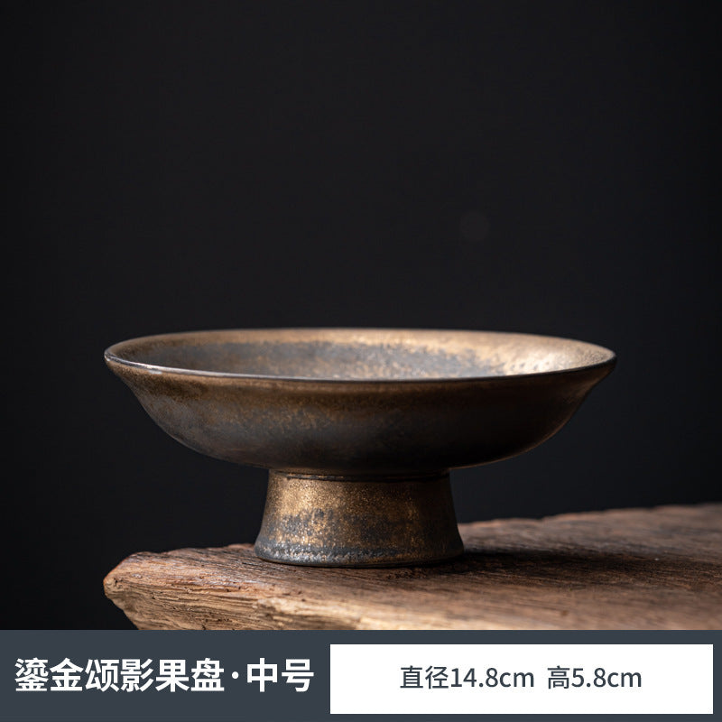 Chinese-style Blue and White Porcelain Fruit Plate Living Room Coffee Table Household Ceramic Refreshment Snack Plate High Foot Delicate Dried Fruit Snack Plate