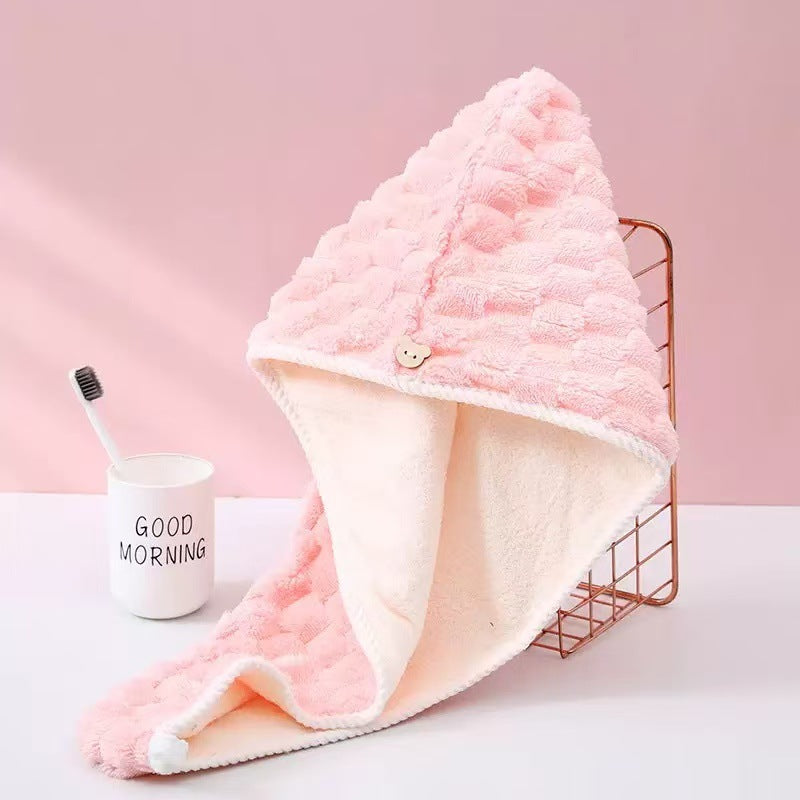 New Style Thickened Wavy Quick-drying Turban Women's Super Absorbent Non-cleaning Dry Hair Towel Super Soft Coral Fleece Dry Hair Cap