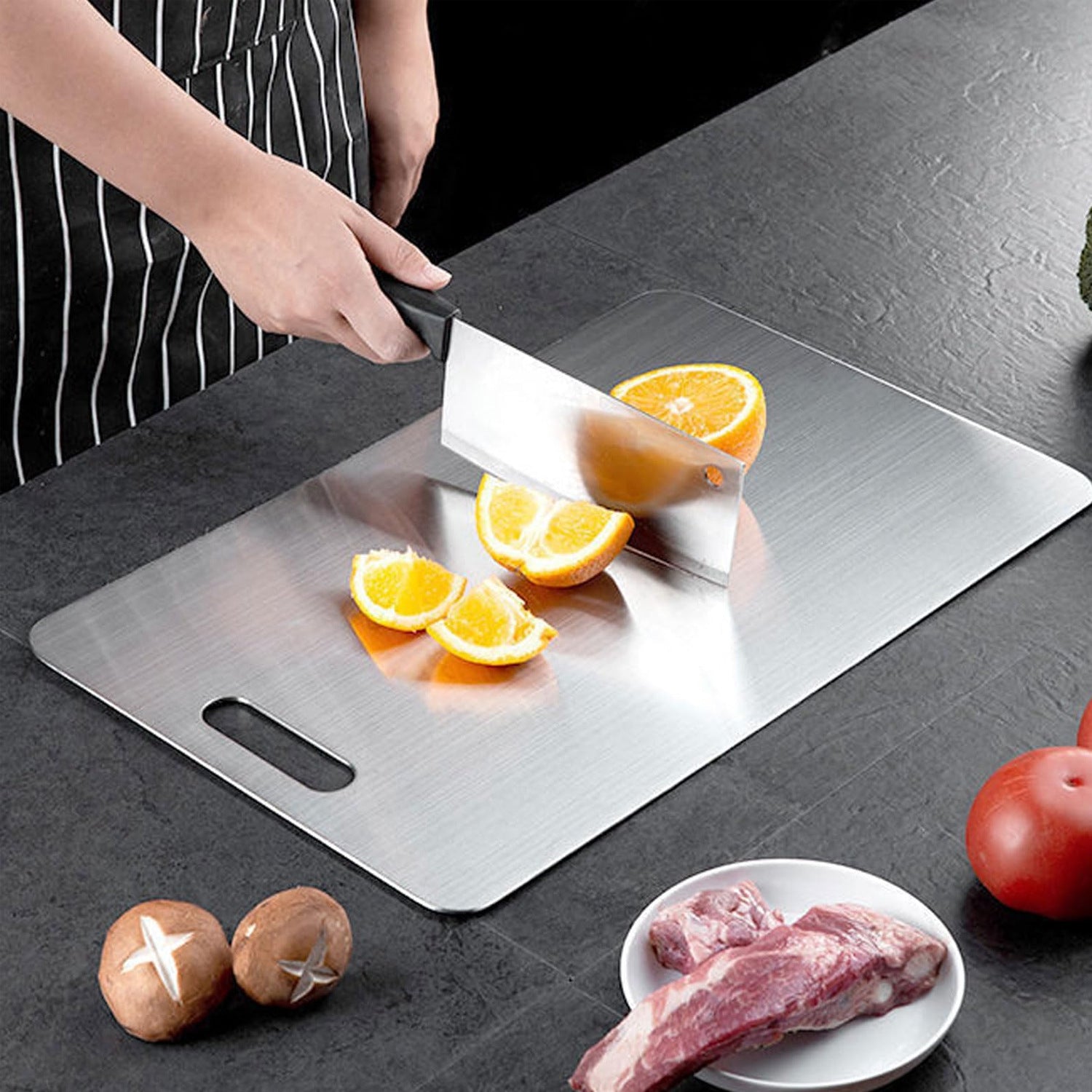 Manufacturer Wholesale Cross-Border 201 Stainless Steel Cutting Board, Thickened Anti-Mold Antibacterial Double-Sided Chopping Board, Kitchen Cutting Board