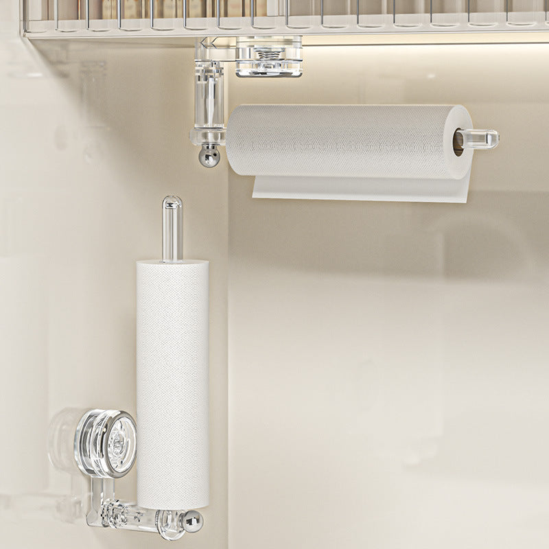 Suction Cup Kitchen Tissue Rack Punch-free Cabinet Paper Hanger Preservative Film Storage Lazy Rag Hanging Rod Roll Paper Rack