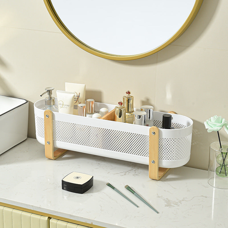 Household Desktop with Partition Room Basket Bathroom Cosmetics Large Capacity Storage Basket Creative and Practical Storage Rack