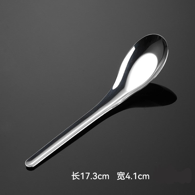 304 Stainless Steel Spoon, New Chinese Style, Thickened and Deepened Flat-Bottomed Spoon for Home Use, Adult Dining Spoon, Children's Soup Spoon