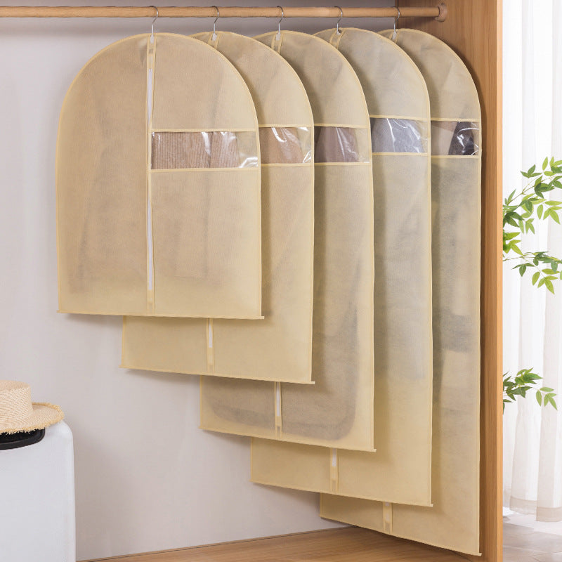 Non-woven Clothes Dust Cover Suit Cover Dust Bag Household Fully-enclosed Storage Cover Hanging Pocket
