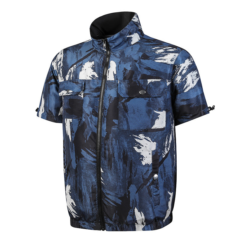 Cross-border summer refrigeration air conditioning clothing cooling fan clothing short sleeve outdoor construction site heatstroke prevention labor protection clothing tooling wholesale