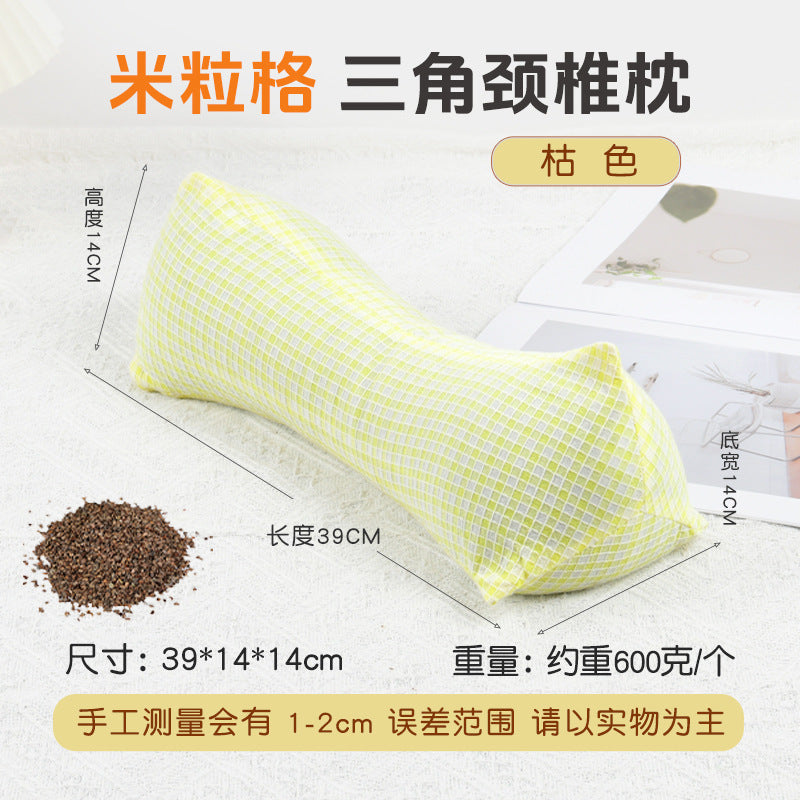 Wholesale Pure Cotton Pure Buckwheat Shell Diamond Cervical Pillow Household Adult Waist Pillow Nap Pillow Wholesale Buckwheat Pillow