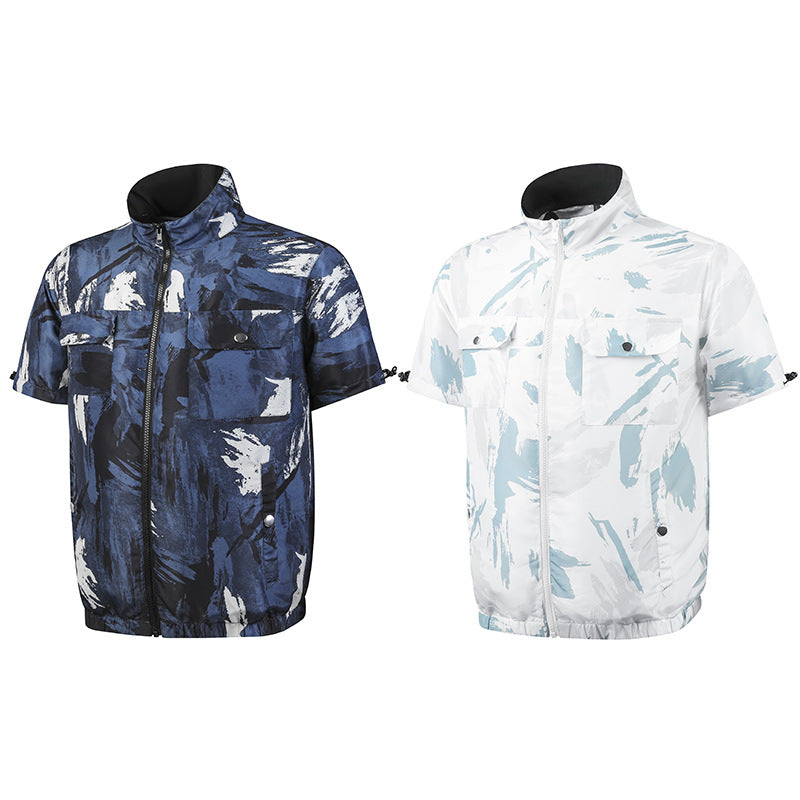 Cross-border summer refrigeration air conditioning clothing cooling fan clothing short sleeve outdoor construction site heatstroke prevention labor protection clothing tooling wholesale