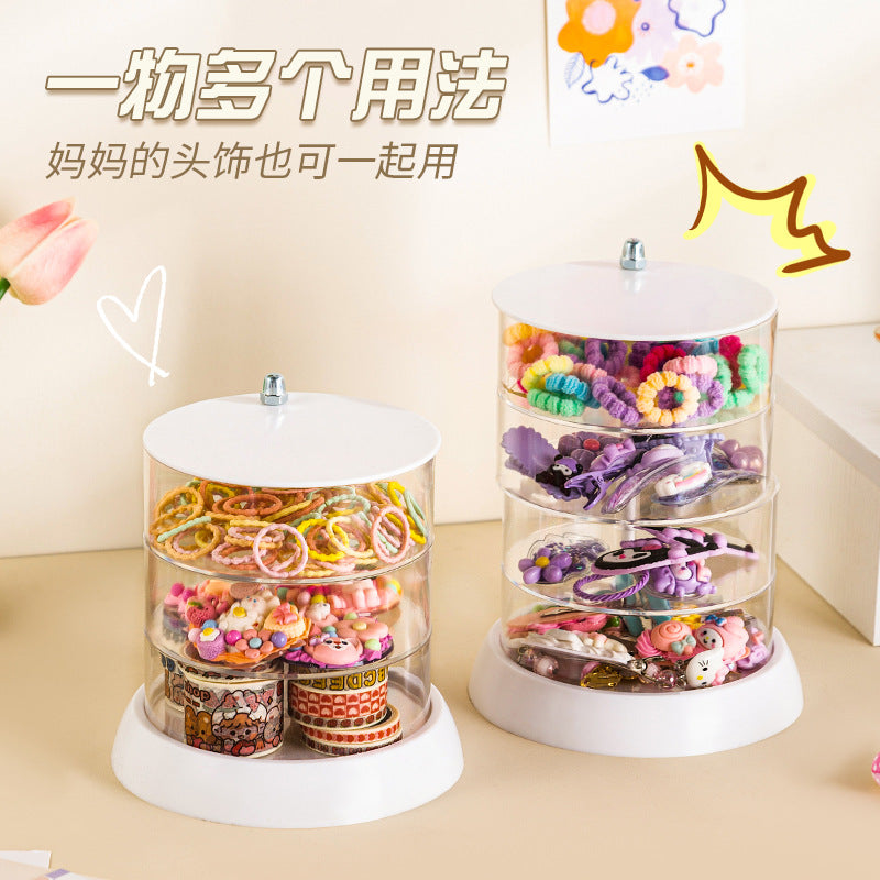 Cross-border TEMU Explosions Hair Accessories Storage Box Rotating Baby Hair Card Headwear Clip Little Girl's Headband Rubber Belt Jewelry