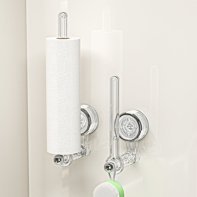 Suction Cup Kitchen Tissue Rack Punch-free Cabinet Paper Hanger Preservative Film Storage Lazy Rag Hanging Rod Roll Paper Rack