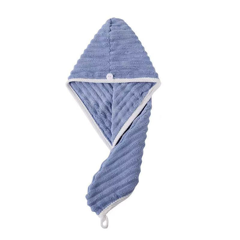 Dry Hair Cap Candy Velvet Thickeneded Water-Absorbent Quick-Drying Shower Cap for Women 2024 New Vertical Striped Turban Cross-Border Labeling Delivery