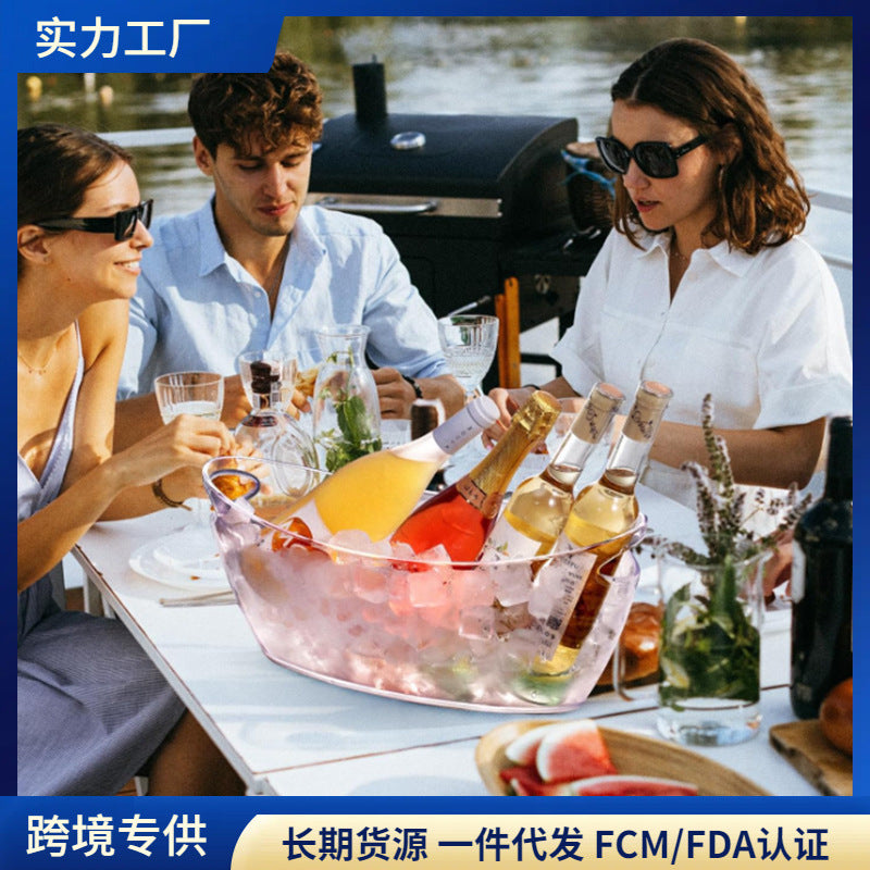 New Cross-Border 5L Plastic Ice Bucket with Handle Ice Bucket Home Bar Wine Bucket
