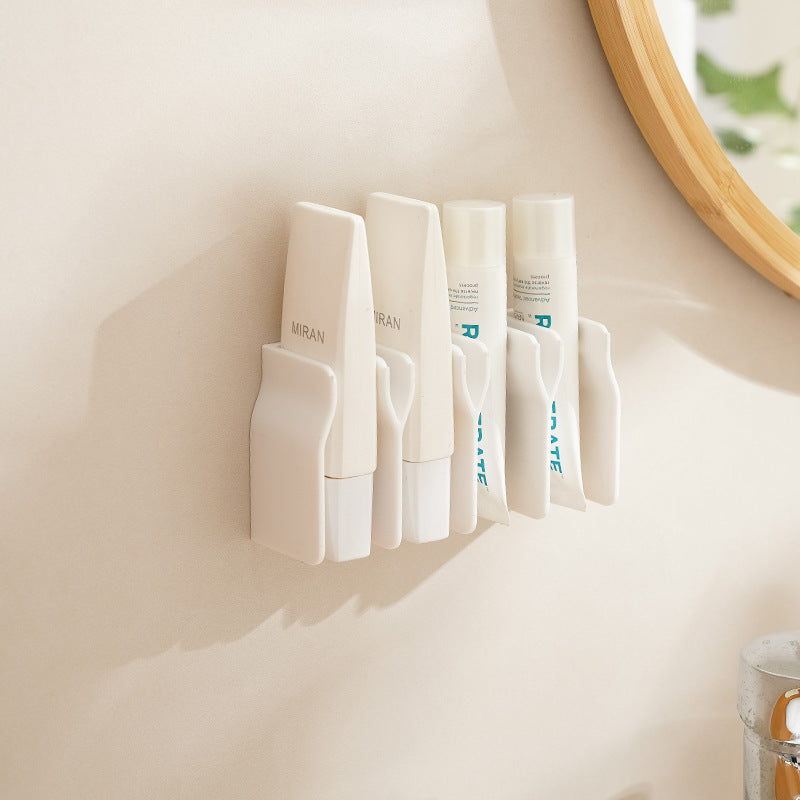 Wall-mounted non-perforated toilet facial cleanser storage rack cosmetics rack mirror cabinet toothpaste drain holder