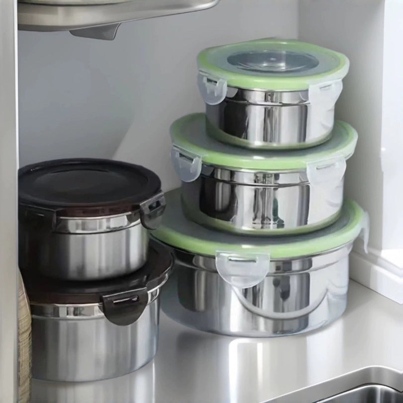 Cross-Border Stainless Steel Crisper Food Storage Box Refrigerator Sealed Box Fruit Lunch Box Lunch Box Korean Three-Piece Set