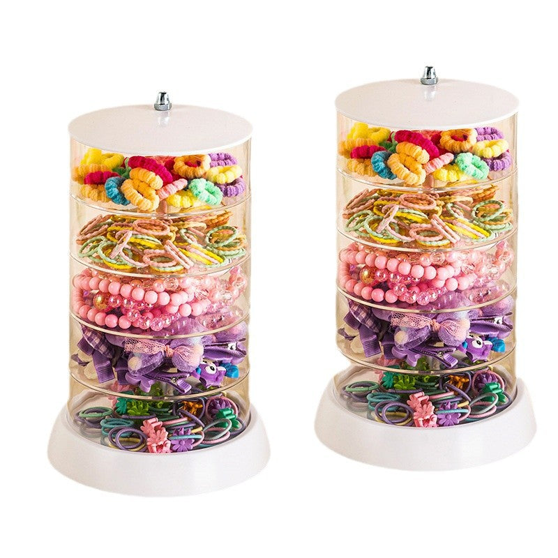 Cross-border TEMU Explosions Hair Accessories Storage Box Rotating Baby Hair Card Headwear Clip Little Girl's Headband Rubber Belt Jewelry