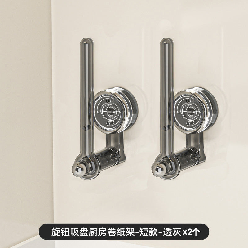 Suction Cup Kitchen Tissue Rack Punch-free Cabinet Paper Hanger Preservative Film Storage Lazy Rag Hanging Rod Roll Paper Rack