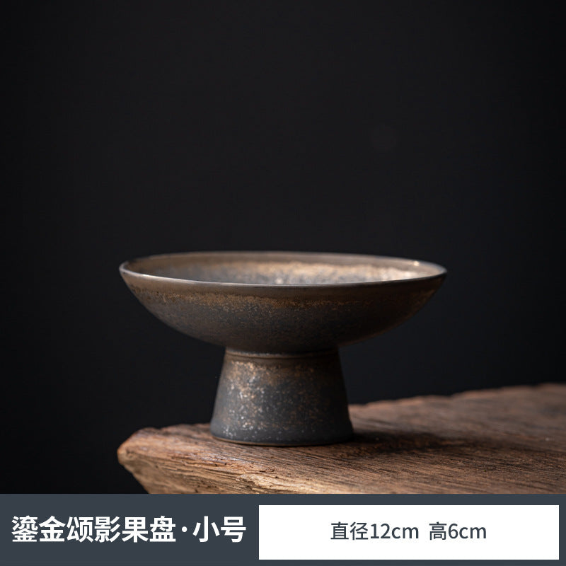 Chinese-style Blue and White Porcelain Fruit Plate Living Room Coffee Table Household Ceramic Refreshment Snack Plate High Foot Delicate Dried Fruit Snack Plate