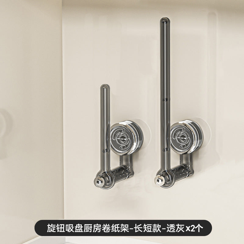 Suction Cup Kitchen Tissue Rack Punch-free Cabinet Paper Hanger Preservative Film Storage Lazy Rag Hanging Rod Roll Paper Rack