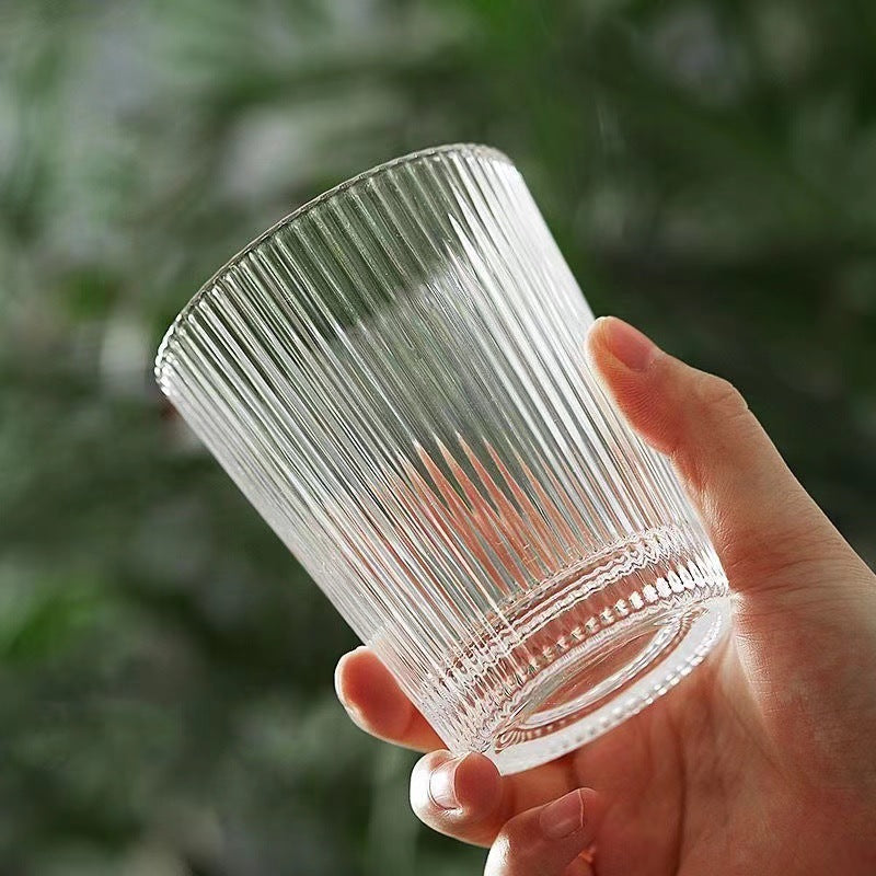 Hotel Hotel Guest Room Glass Mouthwash Cup Restaurant Vertical Pattern Water Cup Beer Cup Commercial Household Tea Cup Thick Glass