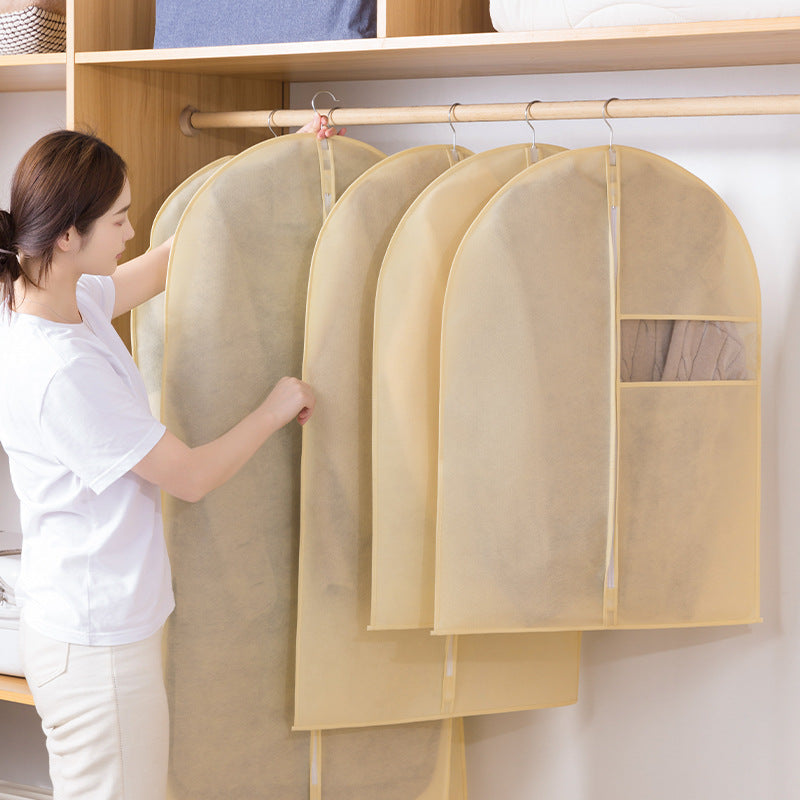 Non-woven Clothes Dust Cover Suit Cover Dust Bag Household Fully-enclosed Storage Cover Hanging Pocket