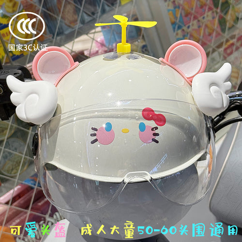 3C Certified Electric Battery Bike Helmet Summer Sun Protection Cute Kt Cat Half Helmet Couple Moped Safety Helmet