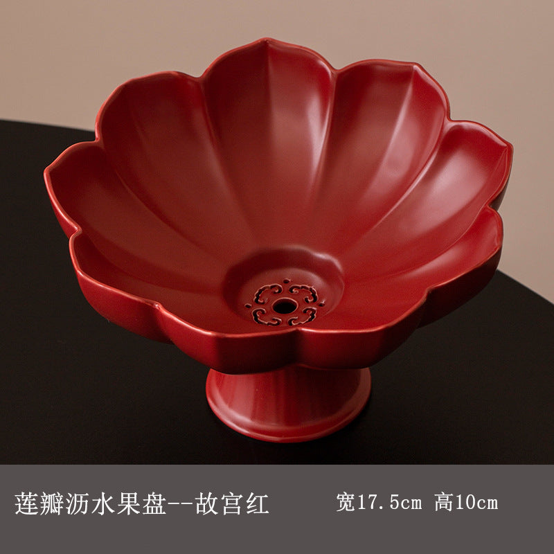 Chinese-style Blue and White Porcelain Fruit Plate Living Room Coffee Table Household Ceramic Refreshment Snack Plate High Foot Delicate Dried Fruit Snack Plate