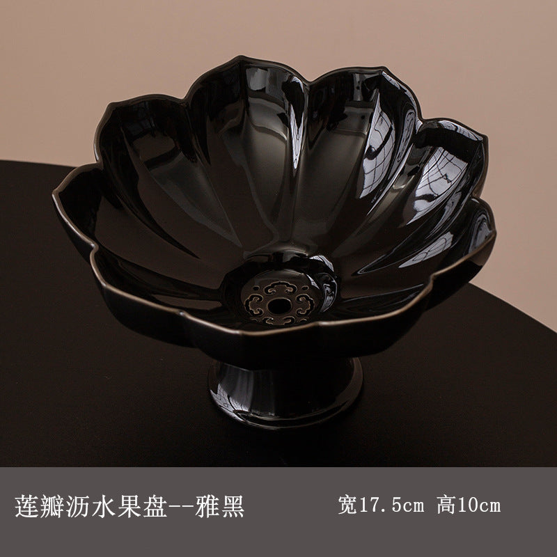 Chinese-style Blue and White Porcelain Fruit Plate Living Room Coffee Table Household Ceramic Refreshment Snack Plate High Foot Delicate Dried Fruit Snack Plate