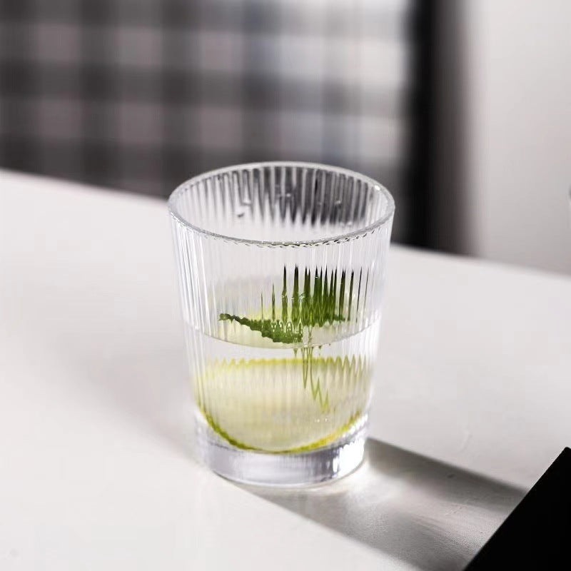 Hotel Hotel Guest Room Glass Mouthwash Cup Restaurant Vertical Pattern Water Cup Beer Cup Commercial Household Tea Cup Thick Glass